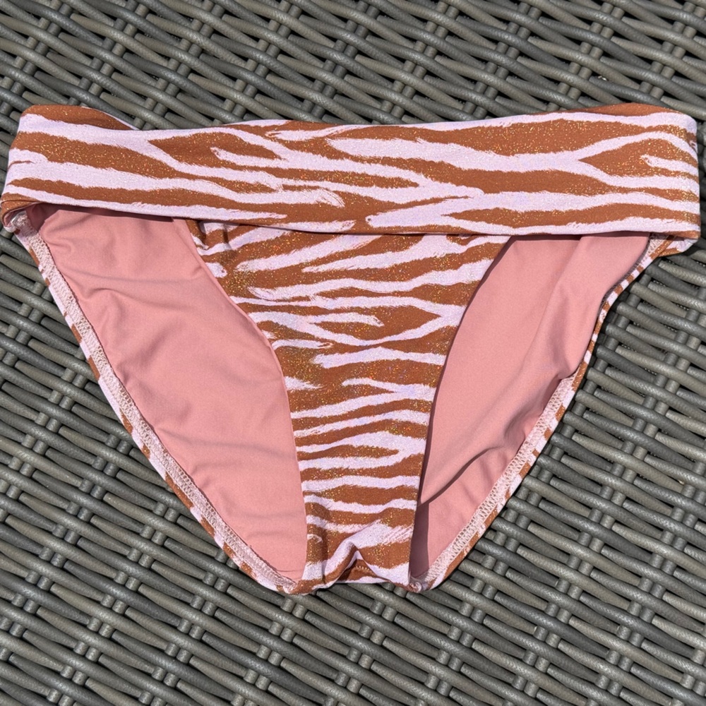 Max Swim Pink and Brown Zebra Print Bikini Bottom